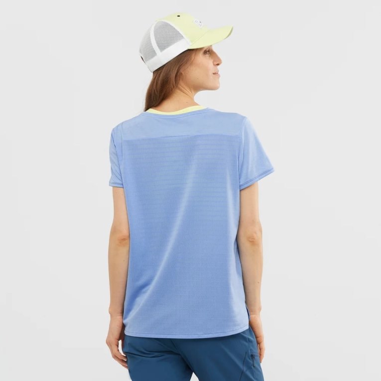 Light Blue Salomon Outline Summer Short Sleeve Women's T-Shirts | PH 32097Y